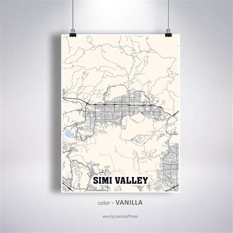 Simi Valley Map Print Simi Valley City Map California CA USA | Etsy