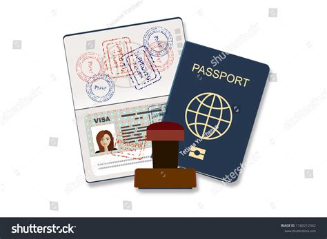 Passport Biometric Data Identification Document Stamp Stock Vector