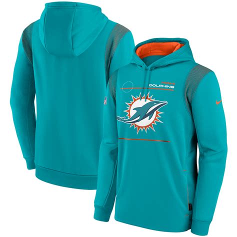 Men's Nike Aqua Miami Dolphins Sideline Logo Performance Pullover Hoodie