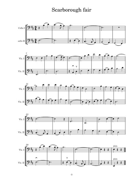 Scarborough Fair 2 Celli Sheet Music For Cello String Duet