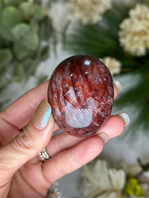 Fire Quartz Palm Stone Fire Quartz Crimson Moon Quartz Hematoid