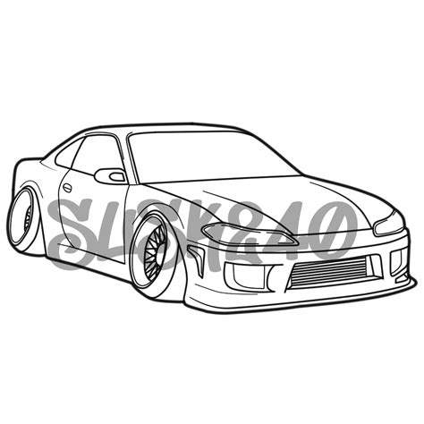 Nissan 240sx S15 Ver. 1 Car Outline, Car Cipart, Vehicle SVG, Car PNG ...