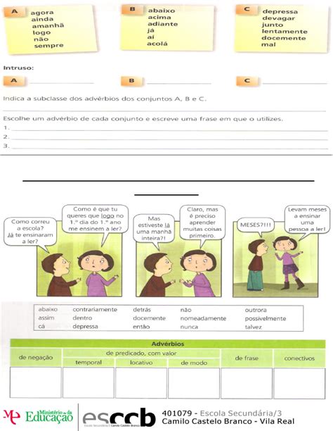 ATIVIDADES PORTUGUÊS 7 ANO ADVÉRBIOS Imprimir PORTAL ESCOLA