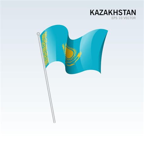 Premium Vector Kazakhstan Waving Flag Isolated On Gray