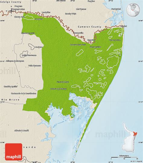 Physical Map of Matamoros, shaded relief outside