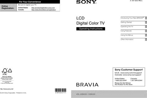 Sony Kdl 22bx300 User Manual Lcd Television Manuals And Guides L1003016