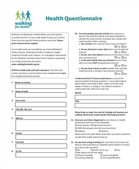 Free 8 Sample Disability Questionnaire Forms In Pdf Ms Word