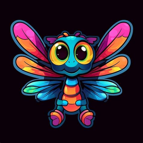 Un Insecto De Dibujos Animados Con Ojos Grandes Y Un Cuerpo Colorido