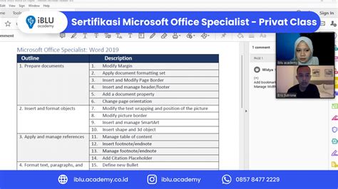 Microsoft Office Specialist Certification Private Class Iblu Academy