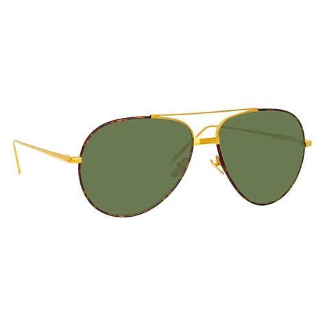 Linda Farrow Salem C Aviator Sunglasses In Yellow Gold And