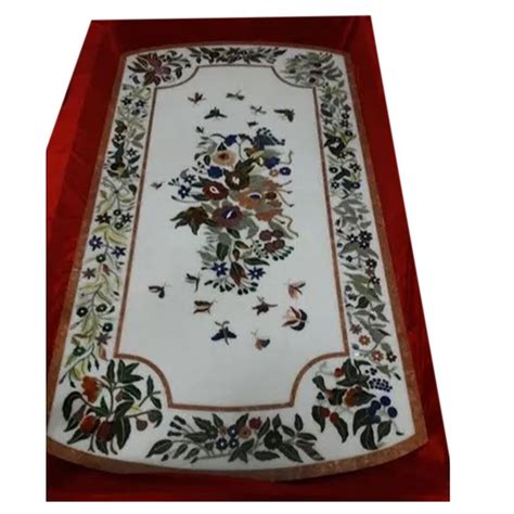 Mm White Marble Inlay Table Top Size At Rs Piece In