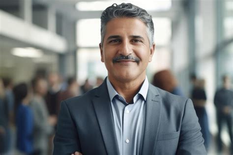 Premium Photo Mature Smart Hispanic Businessman Smiling Face Standing