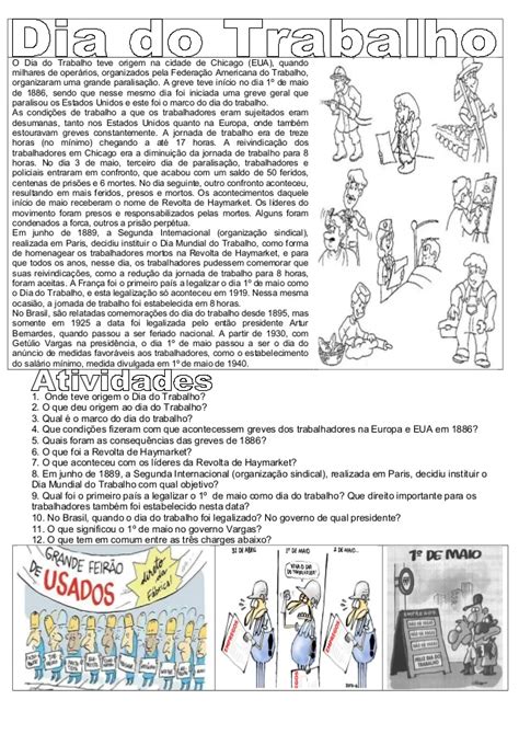 ATIVIDADES DIVERSAS CLÁUDIA Dia do trabalho atividade interdisciplinar