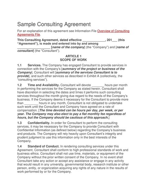 Free Printable Consulting Contract Templates PDF