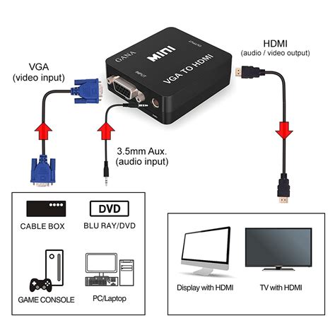 Vga Input To Hdmi Output Audio Video Converter