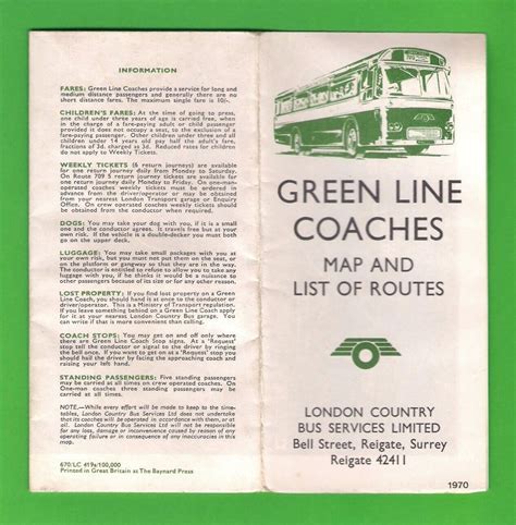 Green Line Coaches Map List Of Routes Grelly UK