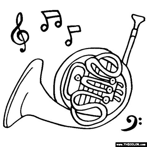 French-horn Coloring Page | Color French-horn | French horn, Coloring ...