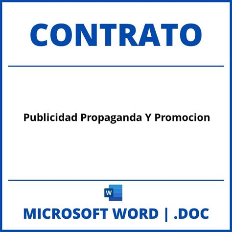 Contrato De Publicidad Propaganda Y Promocion En Formato Word