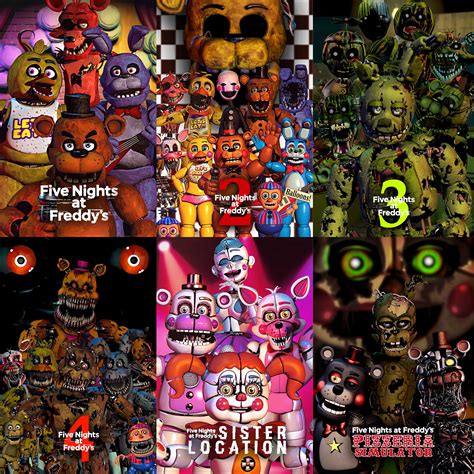 Fnaf 1,2,3,4,Sister Location,Pizzeria Simulator posters in HD : r ...