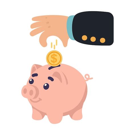 Premium Vector Hand Putting Coin In Piggy Bank Concept