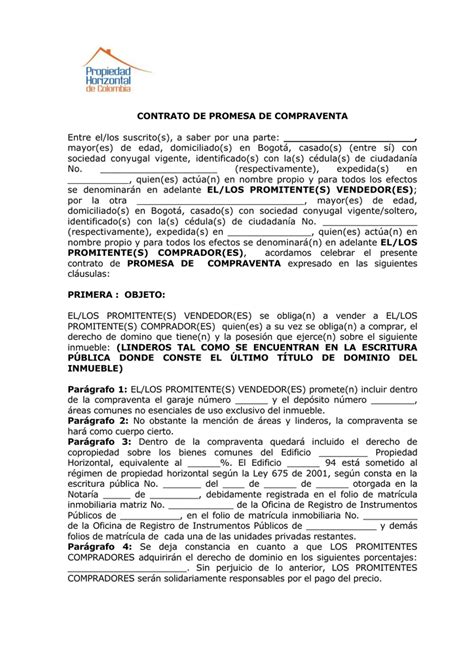 Contrato De Promesa De Compraventa De Inmueble Formato Word Hot Sex