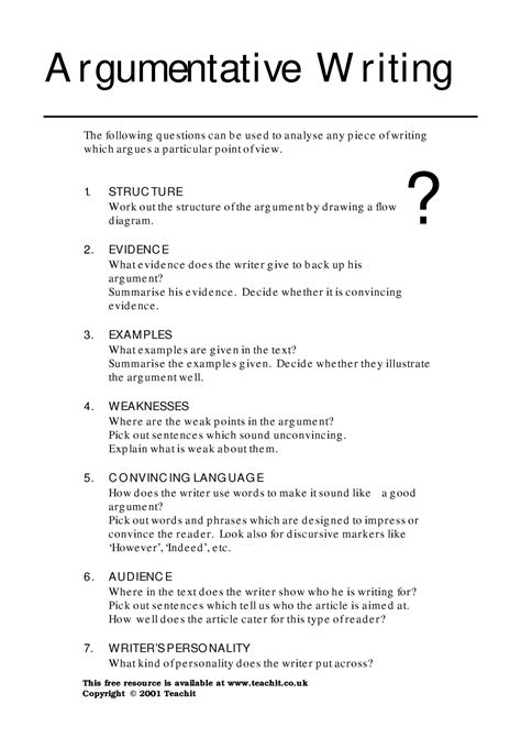 Argumentative Writing Guide Gcse English Language Teachit