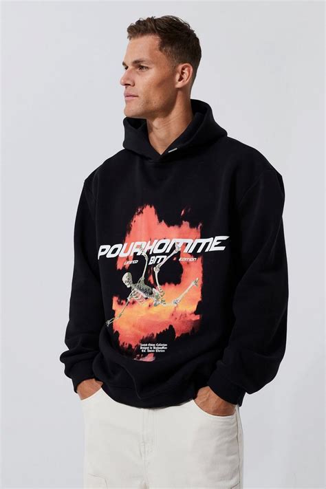 Tall Oversized Skeleton Flame Graphic Hoodie Boohoo