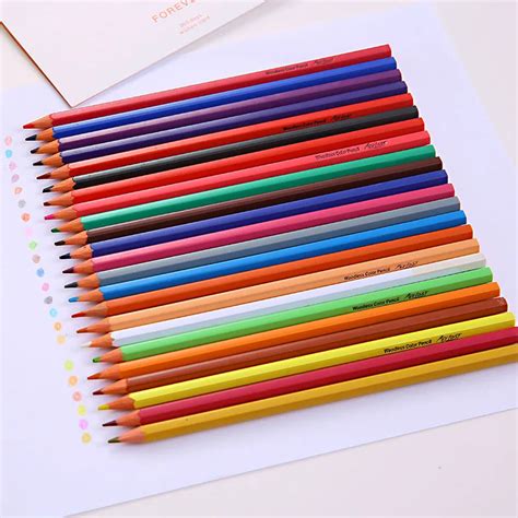 24 Pcslot 1 Bag Kawaii Colored Pencil Cute Wooden Pencil Set For