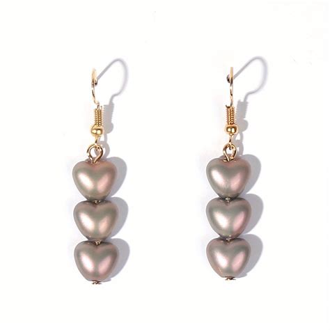 Heart Shape Faux Pearl Decor Dangle Earrings Elegant Luxury Style