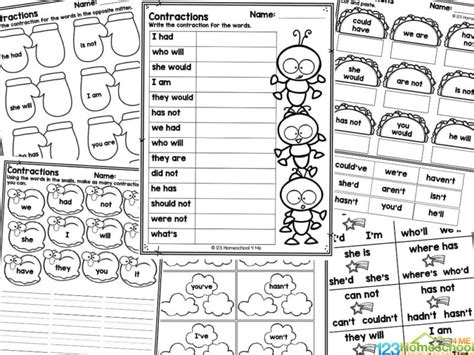 FREE Printable Contraction Practice Worksheets Worksheets Library