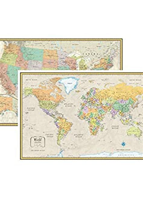 R E A D Rmc Classic United States Usa And World Wall Map Set