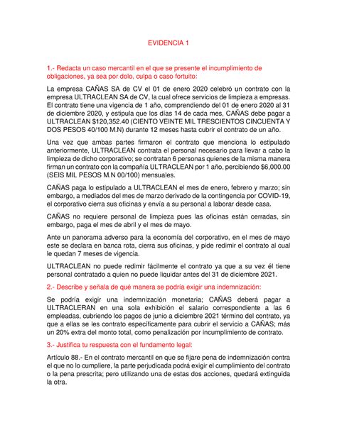 Evidencia Derecho Tarea Evidencia Redacta Un Caso