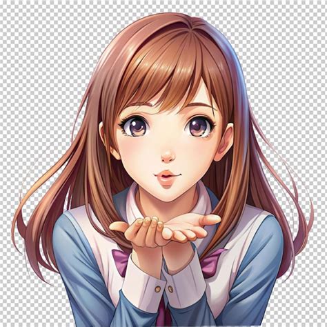 Premium PSD | A anime girl give fly kiss