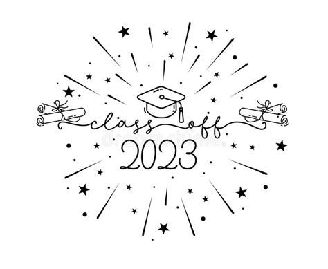 Class Of 2023 Graduation Logo With Cap Stock Vector Illustration Of