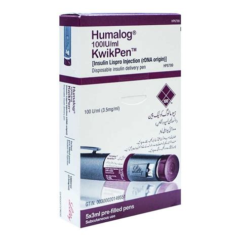 Purchase Eli Lilly Humalog KwikPen 100IU Ml 3 5mg Ml 3ml Online At