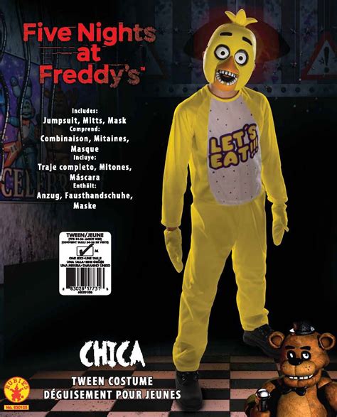 Chica Tween Costume Five Nights At Freddys Jumpsuit Mitts And Mask