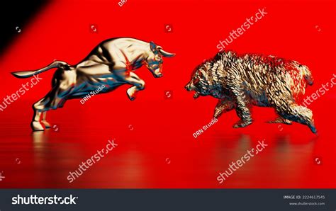 Bronze Bull Bear Sculpture Staring Each Stock Illustration 2224617545 ...