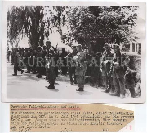 A Pk Presse Foto Wehrmacht Fallschirmj Ger Portrait Kreta