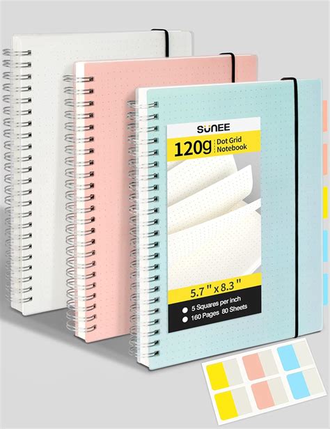 SUNEE Dotted Journal Spiral Notebook - A5 Spiral Bullet Journals with ...