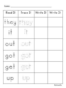 Sight Word Practice Read Trace And Write By Olivia Sufka Tpt