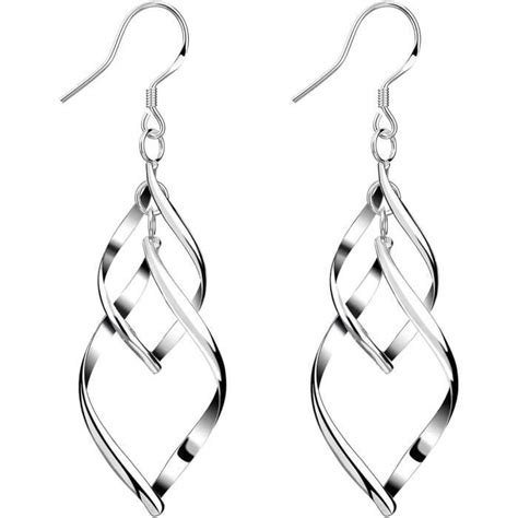 1 Paire Boucles D Oreilles Pendantes En Argent Sterling Pour Femme