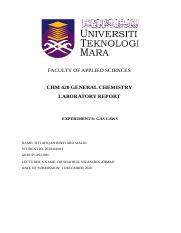 LAB REPORT EXPERIMENT 8 Docx FACULTY OF APPLIED SCIENCES CHM 420