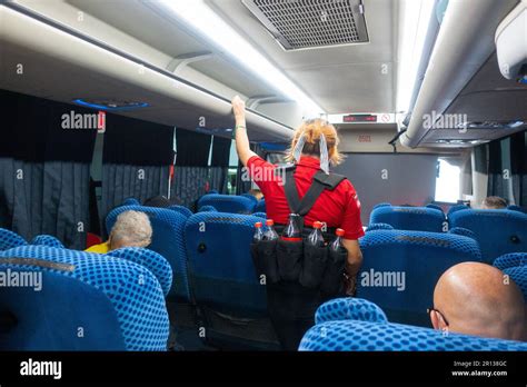 Woman Selling Sodas On The Ado Bus In Merida Yucatan Mexico Stock Photo