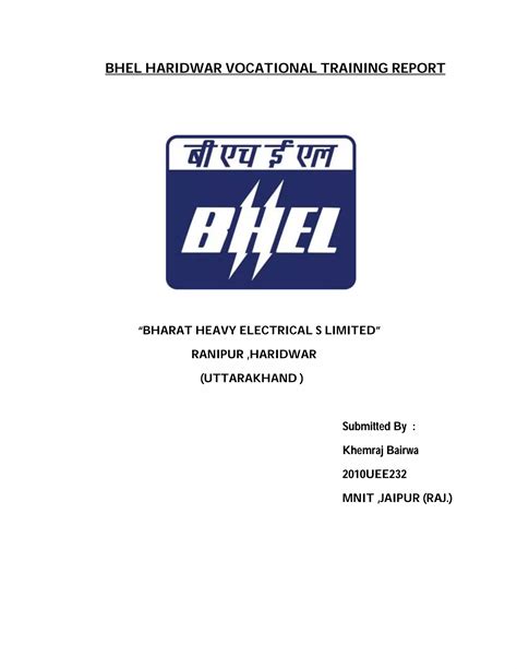 Bhel Haridwar Vocational Training Report Block 1 Pdf