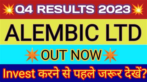 Alembic Ltd Q4 Results 2023 Alembic Ltd Results Alembic Ltd Share