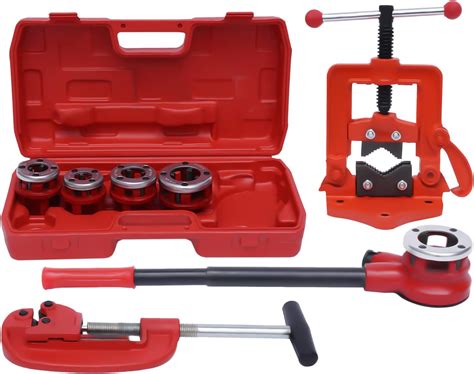 Ratchet Pipe Threader Kit Manual Ratcheting Pipe Threading Tool Set W