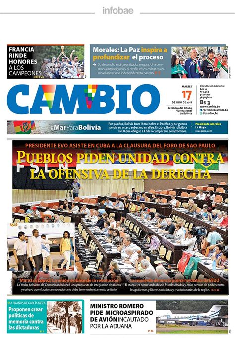 Cambio Bolivia 17 De Julio De 2018 Infobae