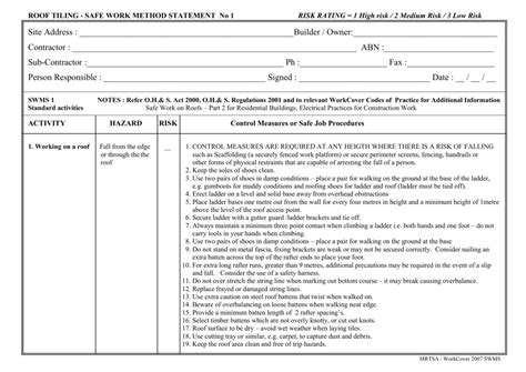 Safe Work Method Statements