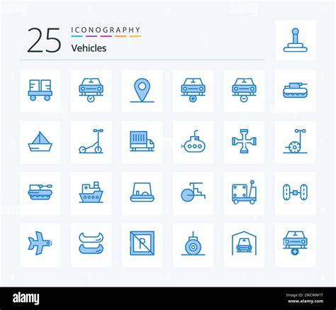 Vehicles Blue Color Icon Pack Including Car Plus Done More Add