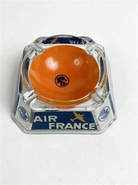 Exceptionnel cendrier publicitaire Air France en verre à 4 pans de 1933